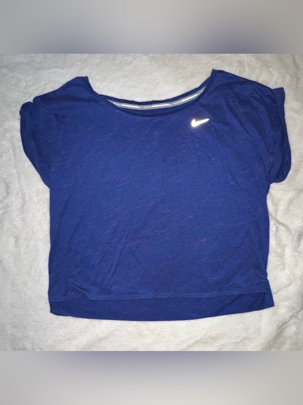 Nike Women’s Heathered Blue Crop Short Sleeve Performance Tee